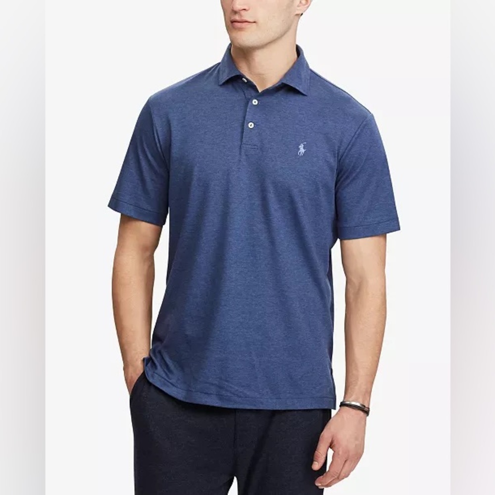 Polo Ralph Lauren Men’s‎ Classic-Fit Soft-Touch Polo Heathered Blue size XL